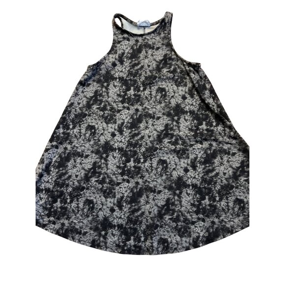 Black/Bead Tie Dye Tunic Tank Top Sleeveless Flowy Black Gray Sz M - Picture 1 of 4